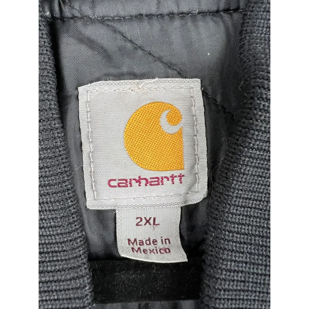 Carhartt V01 Duck Vest Mens 2XL Regular Black Quilt Lined Workwear Graphic Good
